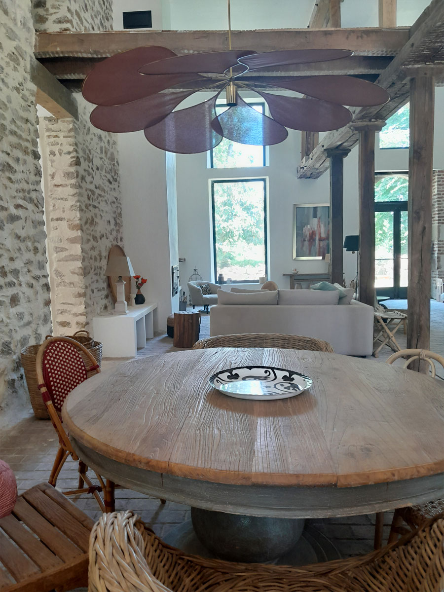 dining table in reclaimed antique elm